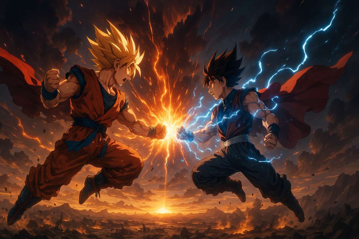 Goku 8K Dragon Ball Super Saiyan Clash Epic Battle Wallpaper - free 8K wallpaper