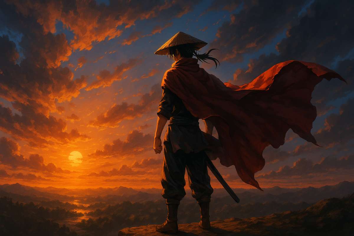 Crimson Dusk 8K Straw Hat Anime Warrior Wallpaper - free 8K wallpaper
