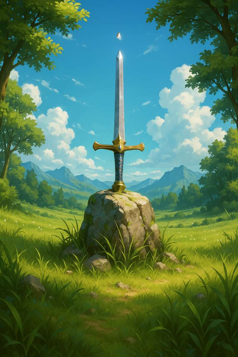 Excalibur Anime Sword in Mystic Forest 8K Mobile Phone Fantasy Wallpaper - related 8K wallpaper