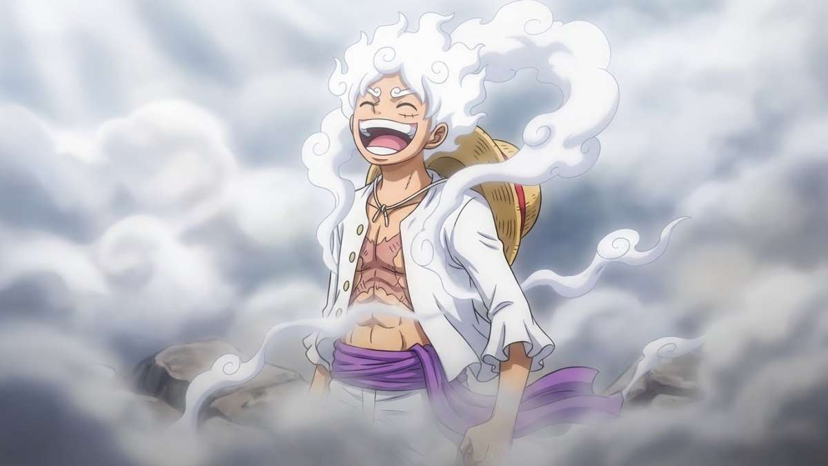 Gear 5 Luffy 8K One Piece Anime Wallpaper in Clouds - free 8K wallpaper