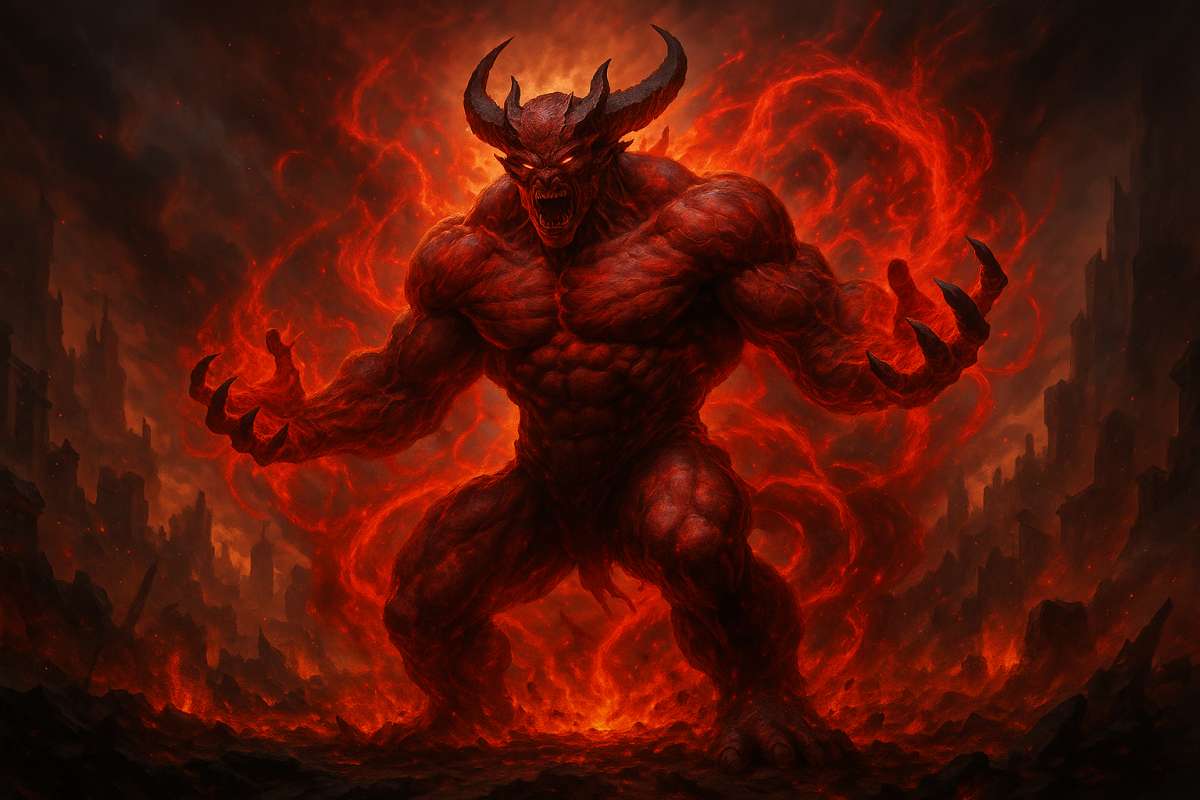 Infernal 8K Red Demon Monster Fantasy Wallpaper - free 8K wallpaper