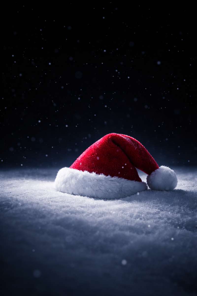 Minimal Santa Hat AMOLED Christmas Phone Wallpaper - related 8K wallpaper
