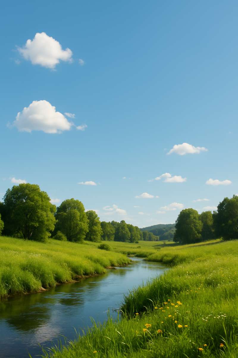 Natural River Meadow 8K Vertical Nature Landscape Mobile Wallpaper - free 8K wallpaper