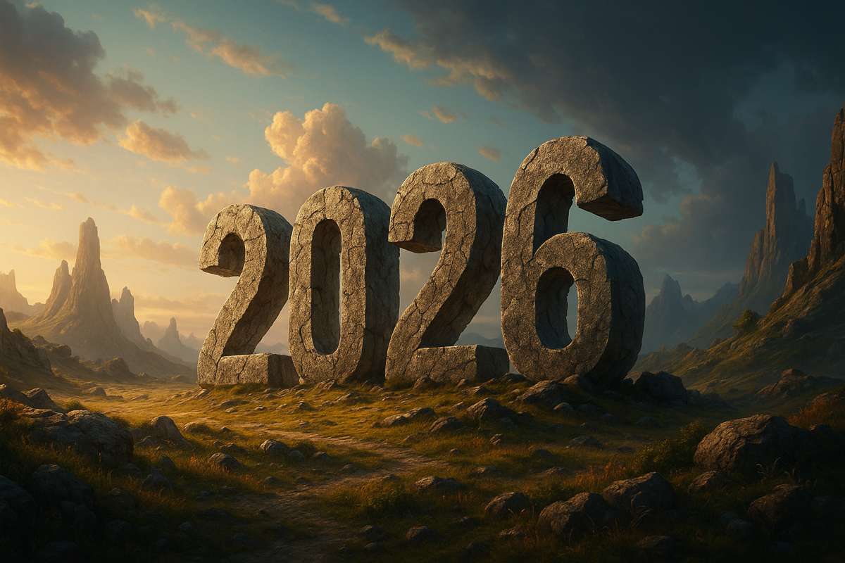 New Year 2026 Fantasy Stone Desktop Wallpaper 8K Ultra HD - free 8K wallpaper