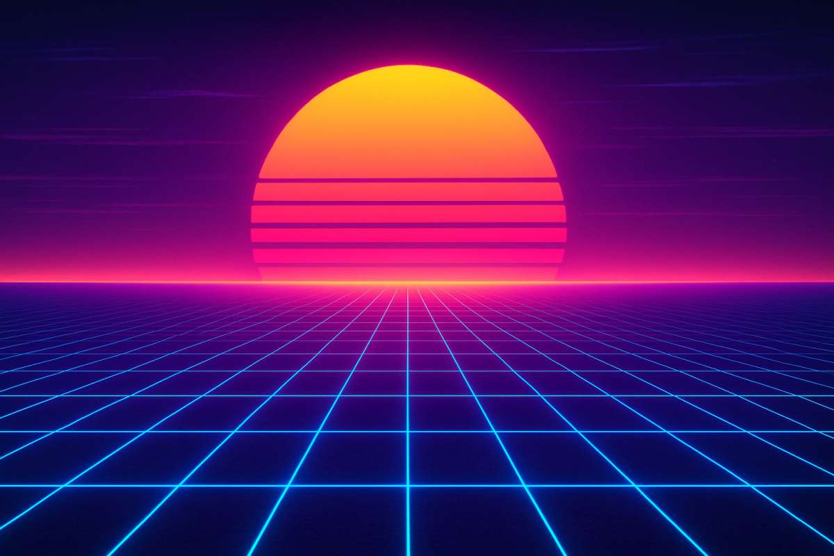 Retro 80s Neon Grid Horizon Synthwave 8K Desktop - related 8K wallpaper
