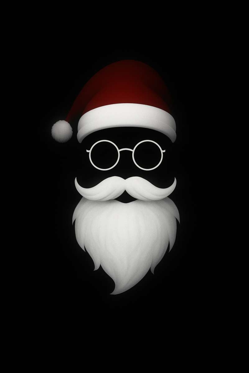 Santa Silhouette Christmas Wallpaper Minimal Black Background 8K HD - free 8K wallpaper