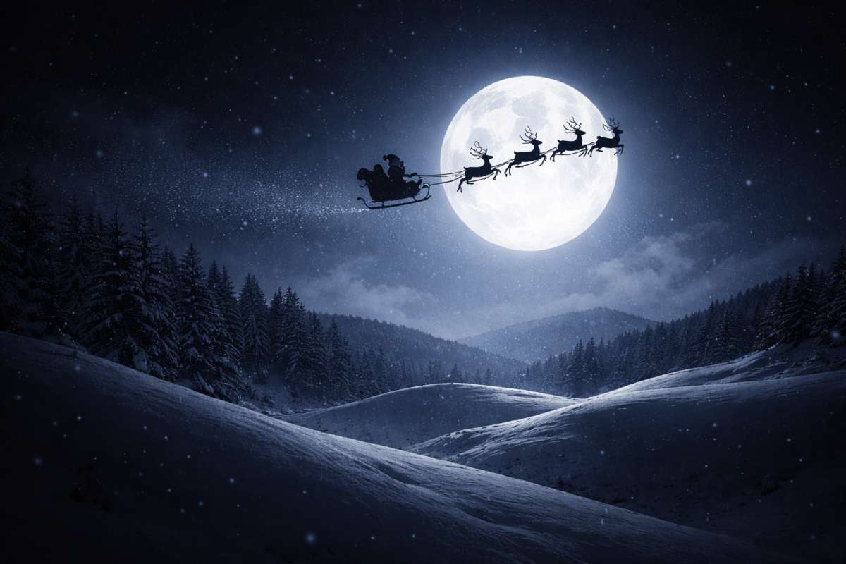 Santa Silhouette Winter Night 8K Christmas Wallpaper - related 8K wallpaper