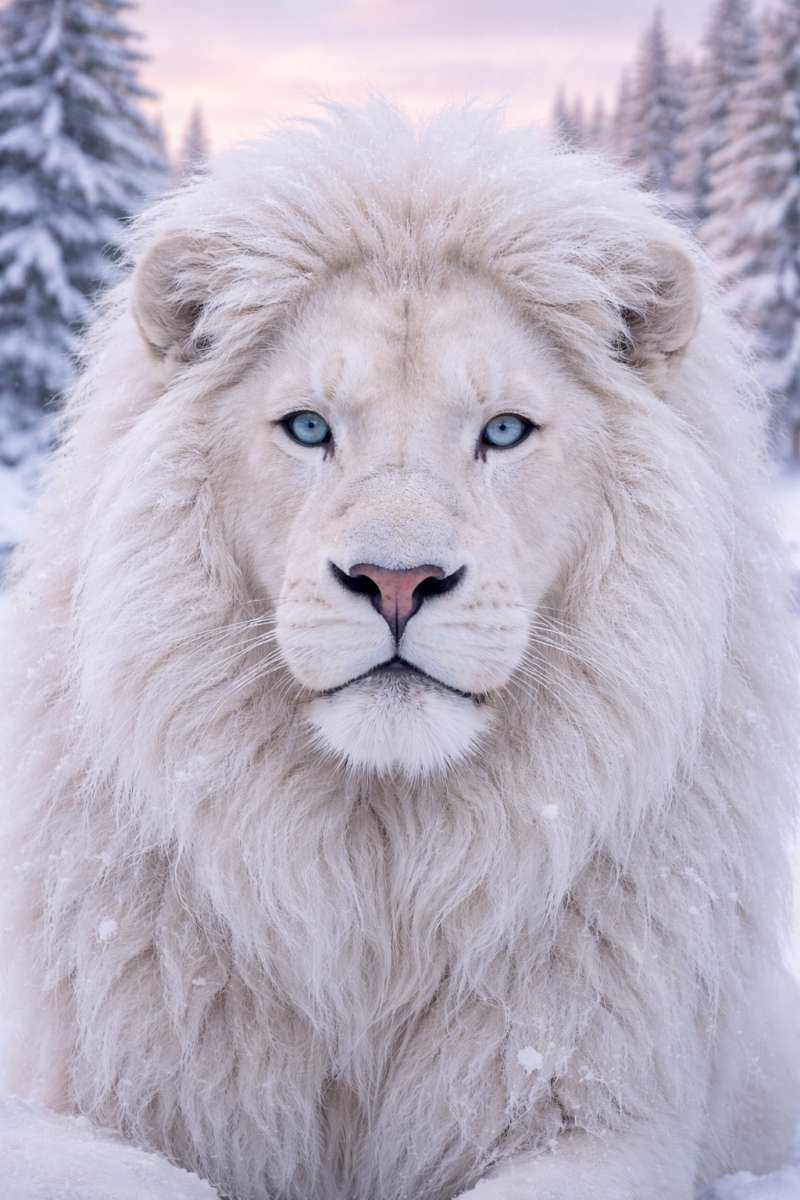 Snow White Lion with Blue Eyes 8K Mobile Wallpaper - free 8K mobile 8k wallpapers wallpaper