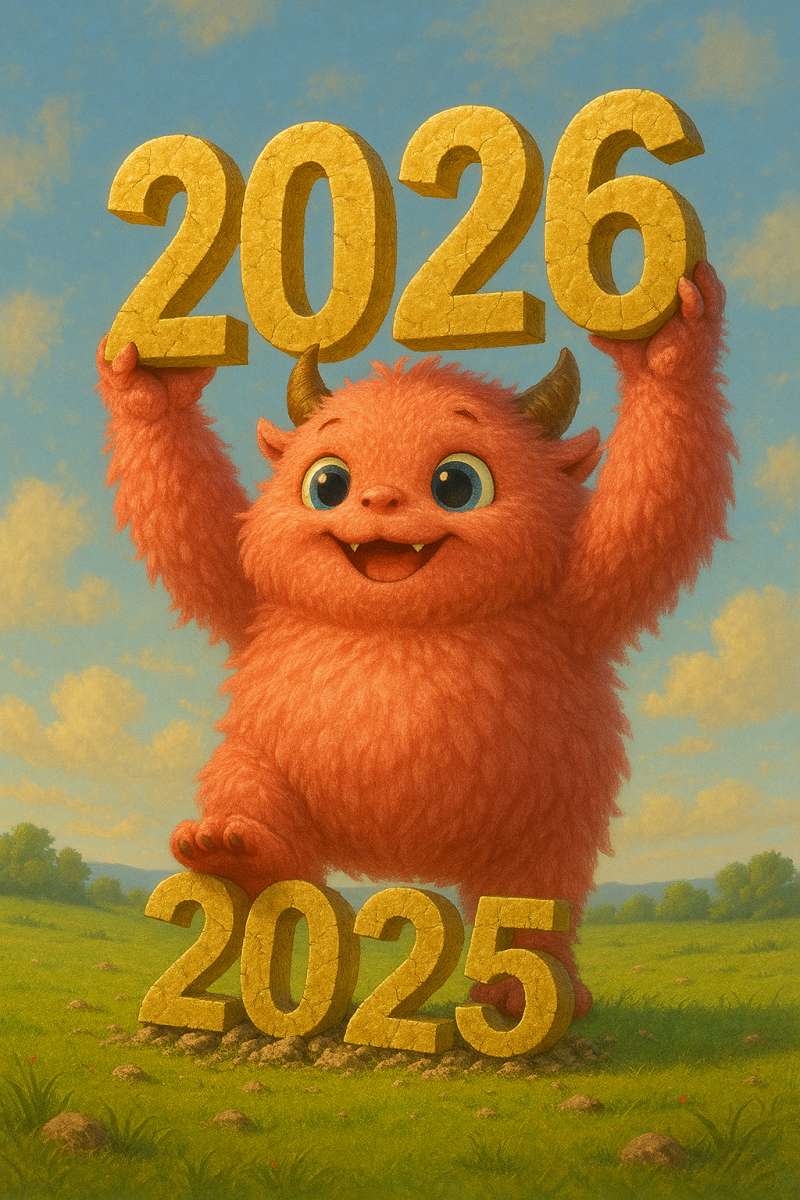 Welcome 2026 Cute Fluffy Monster Welcoming 2026 Happy New Year 8K Wallpaper - related 8K wallpaper